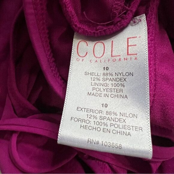 Cole of California Cross Back Plunge One Piece Maillot Swimsuit Berry 10 - Picture 7 of 7